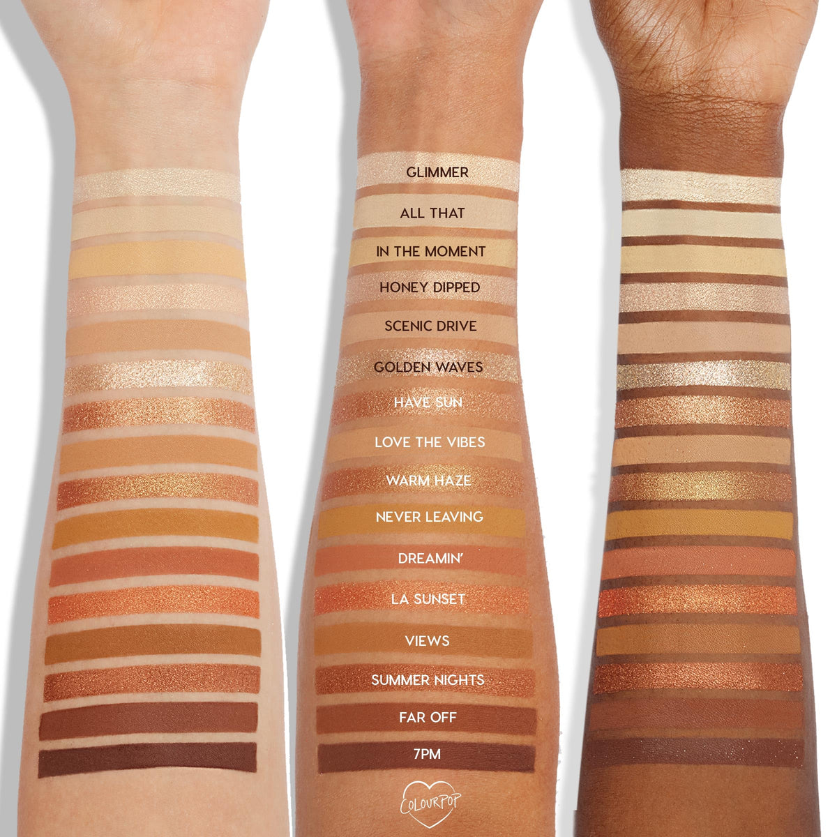 ColourPop Golden Hour metallics deliver high-shine finishes without creasing.