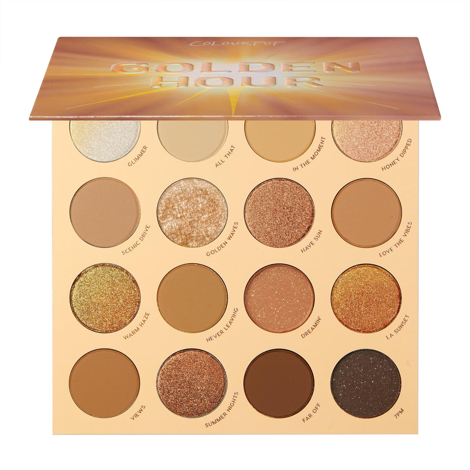 ColourPop Golden Hour palette closed; portable sunset-ready makeup kit for on-the-go looks.