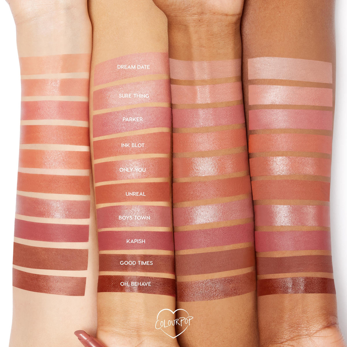 ColourPop Lippie Stix Blur finish swatch provides soft-focus effect and comfortable lip feel.