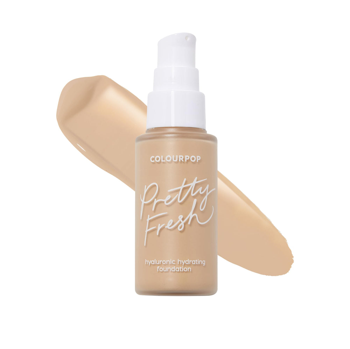 ColourPop Pretty Fresh bottle with pump demonstrates its hydrating formula for natural finish.