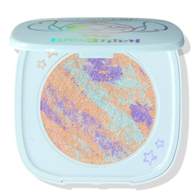 ColourPop Stitch Ohana Highlighter tie-dye compact adds radiant cheekbone glow.