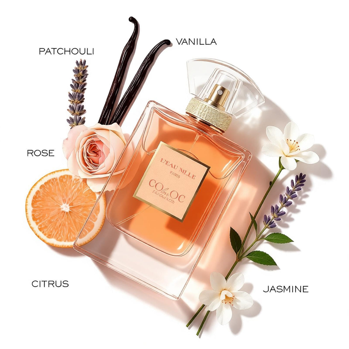 COLOVEOC Fragrances L'EAU MLLE Paris top notes citrus and bergamot