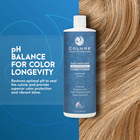 COLURE Richly Moisturize Conditioner label close-up shows vegan, color-friendly formula