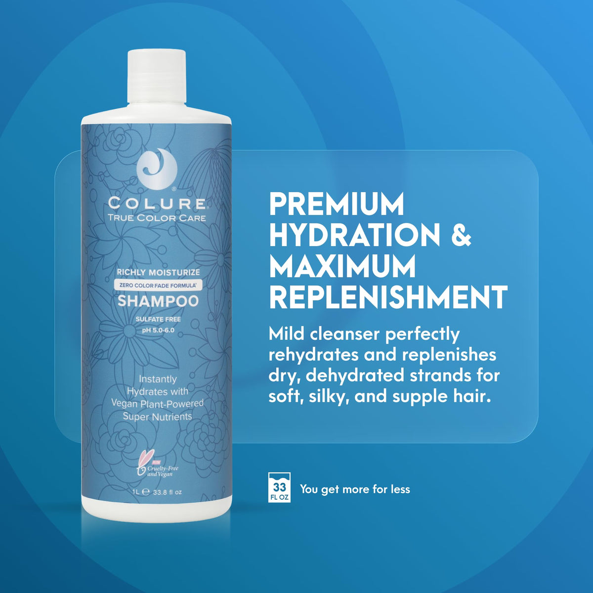 COLURE Richly Moisturize Shampoo lather demonstrates gentle cleansing that preserves color vitality.