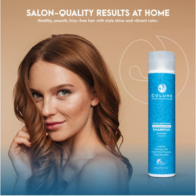 COLURE Richly Moisturize Shampoo shine-shot captures lightweight hydration for smooth strands.