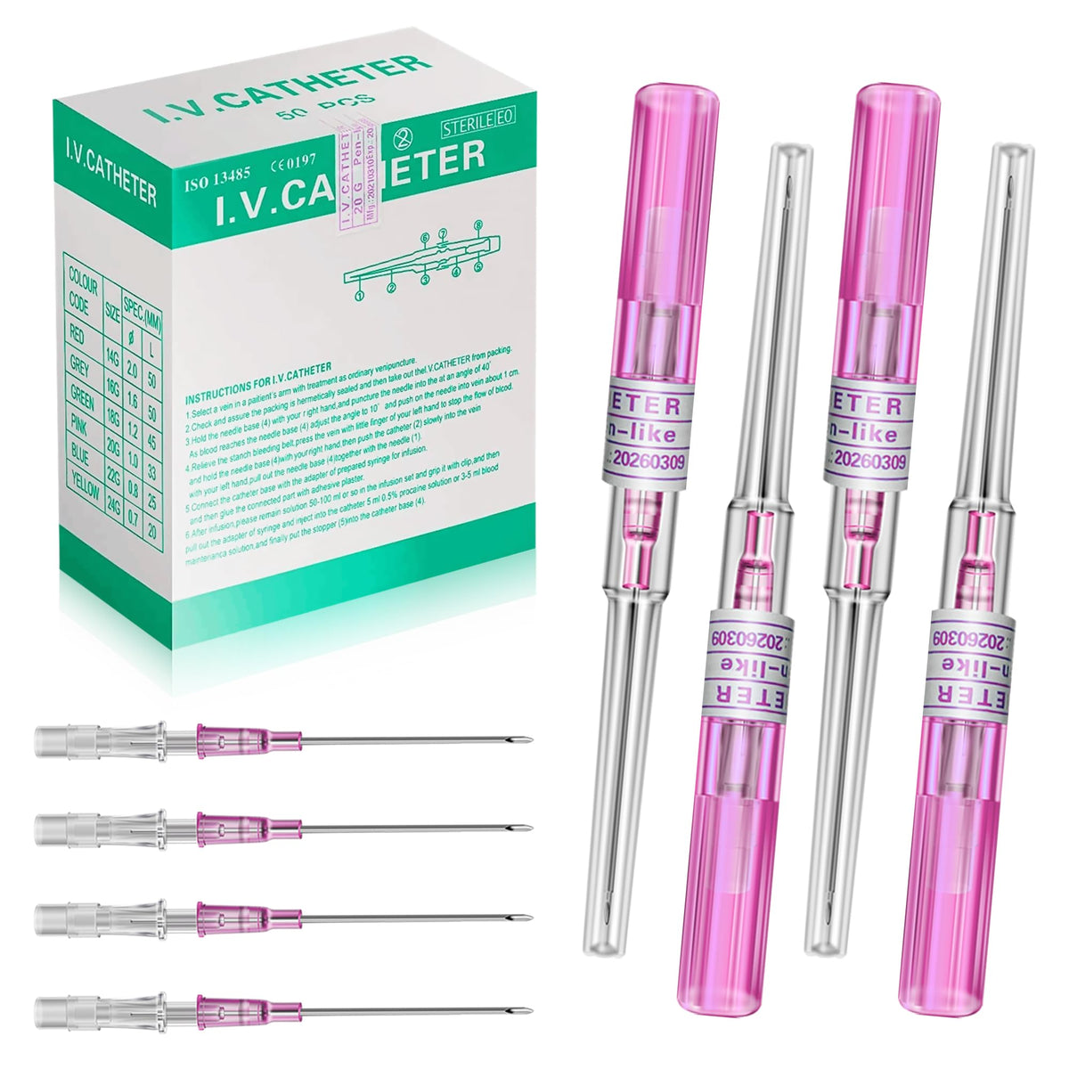 Combofix 50Pcs 20G piercing needles box with sterile packaging.