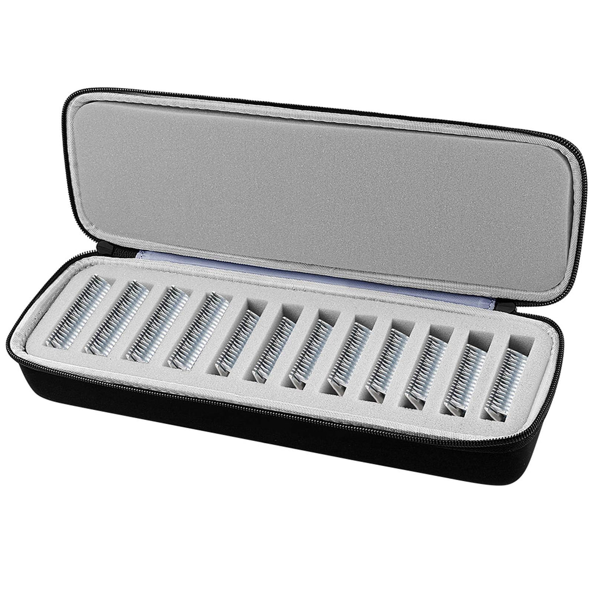 Comecase grooming clipper blade case front view showing compact protective shell for blades