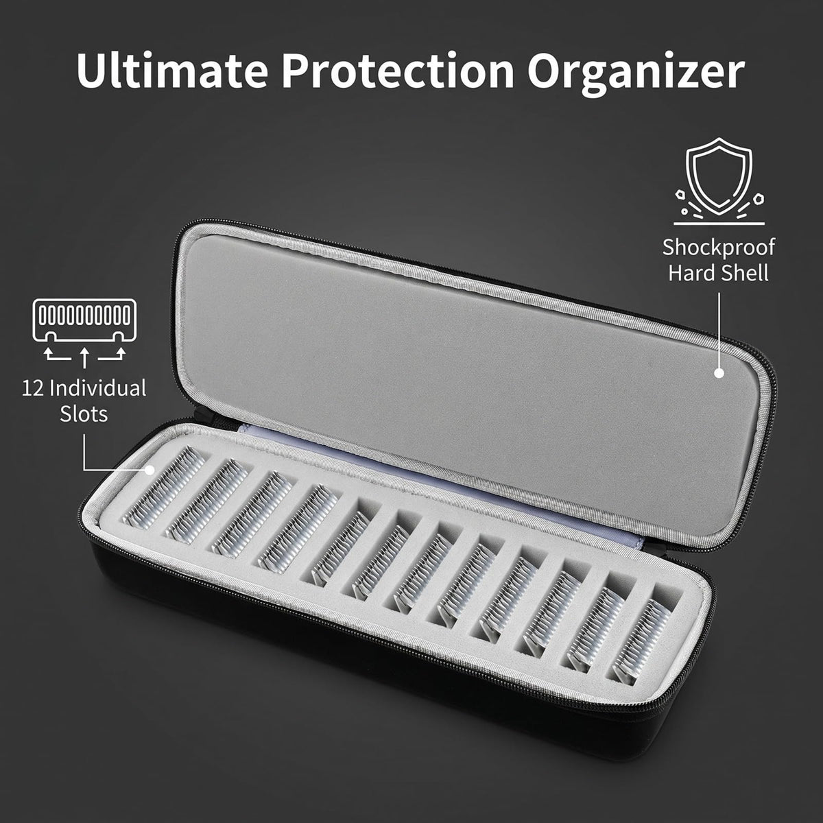 Comecase grooming clipper blade case open interior revealing foam slots for organization