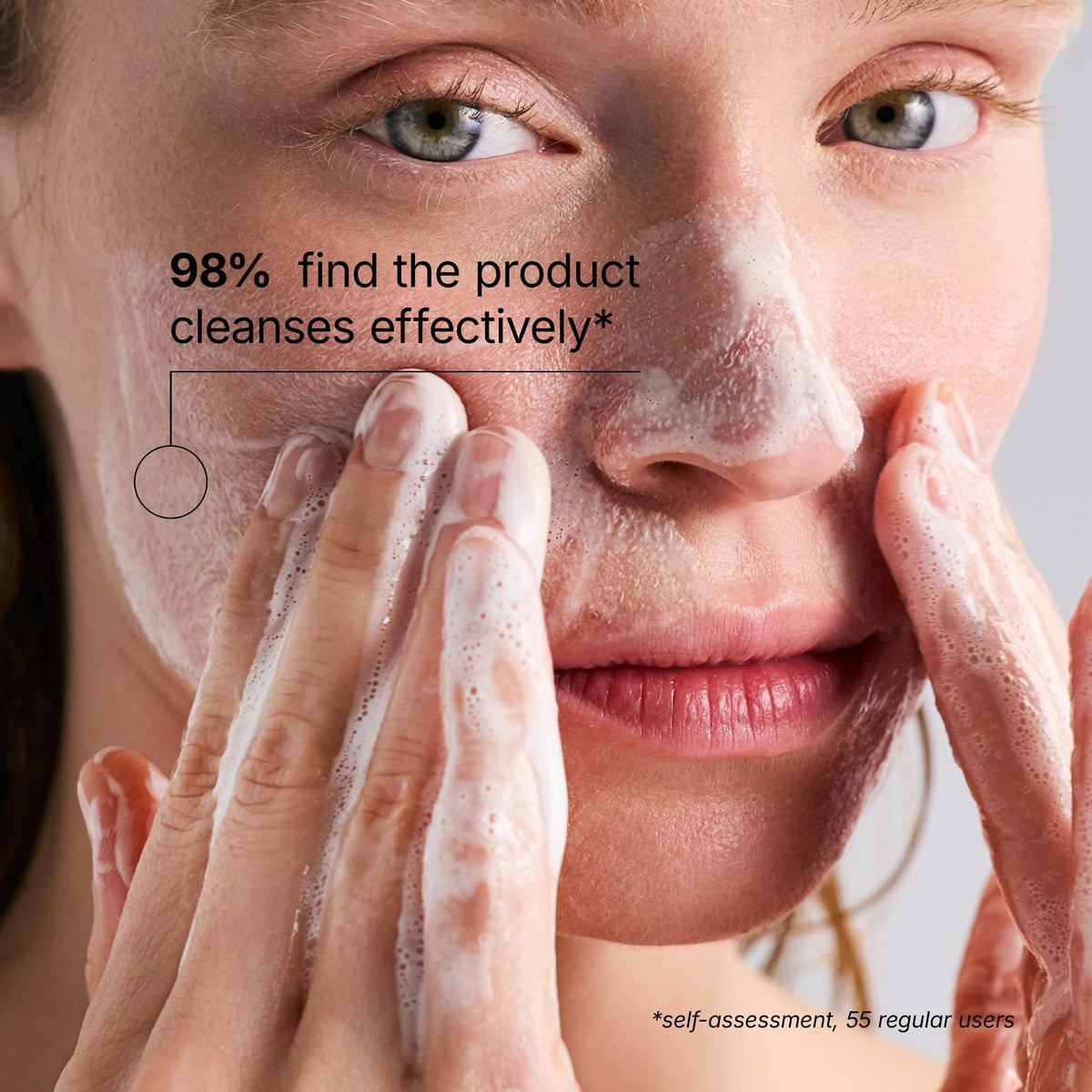 Comfort Zone Essential Face Wash texture closeup reveals creamy foam.