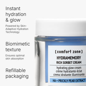 Comfort Zone Hydramemory Rich Sorbet Cream with prickly pear extract boosts hydration.