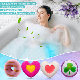 Comfso clover-ball bath bomb releasing vibrant colors and gentle fragrance in warm water.