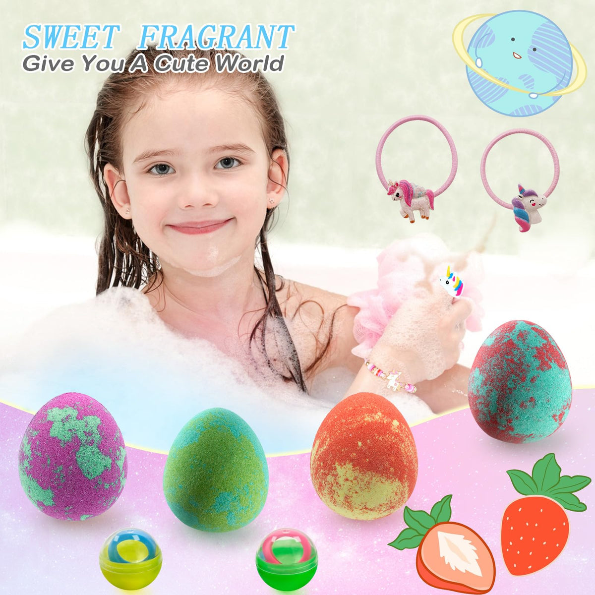 Comfso bubblegum scented bath bomb leaves a pleasant fragrance in the bathroom.