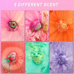 Comfso colorful bath bombs create vibrant water and fluffy foam for a magical bath.