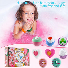 Comfso ice-cream bath bomb offering kid-friendly fun with creamy bubbles and sweet scent.