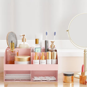 COMFYROOM pink 2-pack enhances dresser and bathroom countertops with tidy storage.