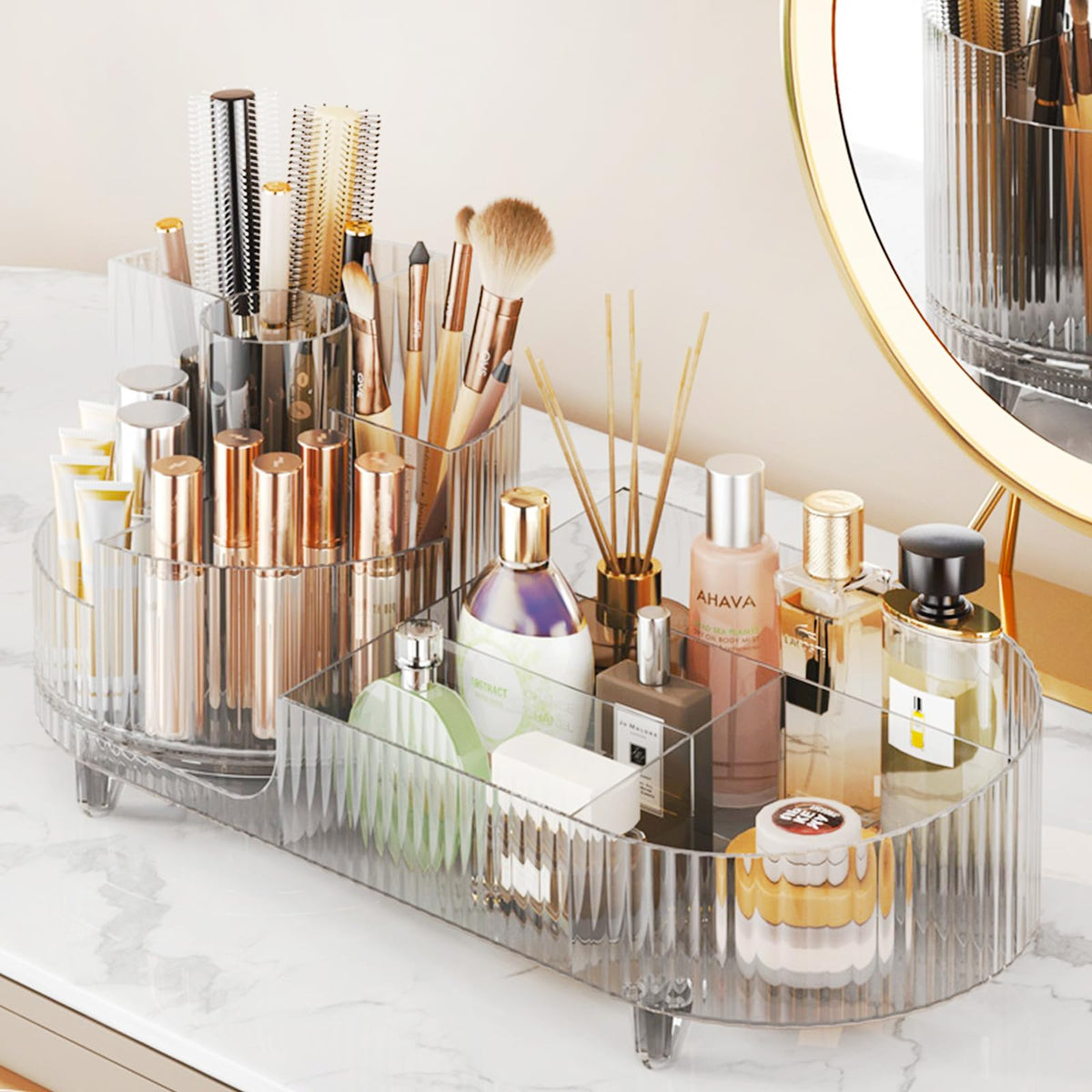 COMFYROOM rotating makeup organizer for vanity with clear display and easy access