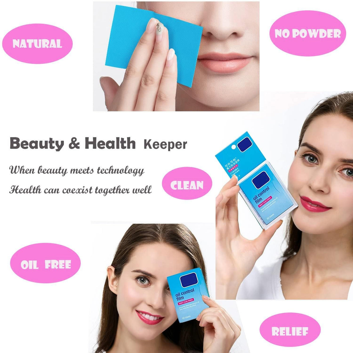 ComfyTouch oil blotting sheet close-up highlights bamboo charcoal and fibers providing hydration while absorbing oil effectively.