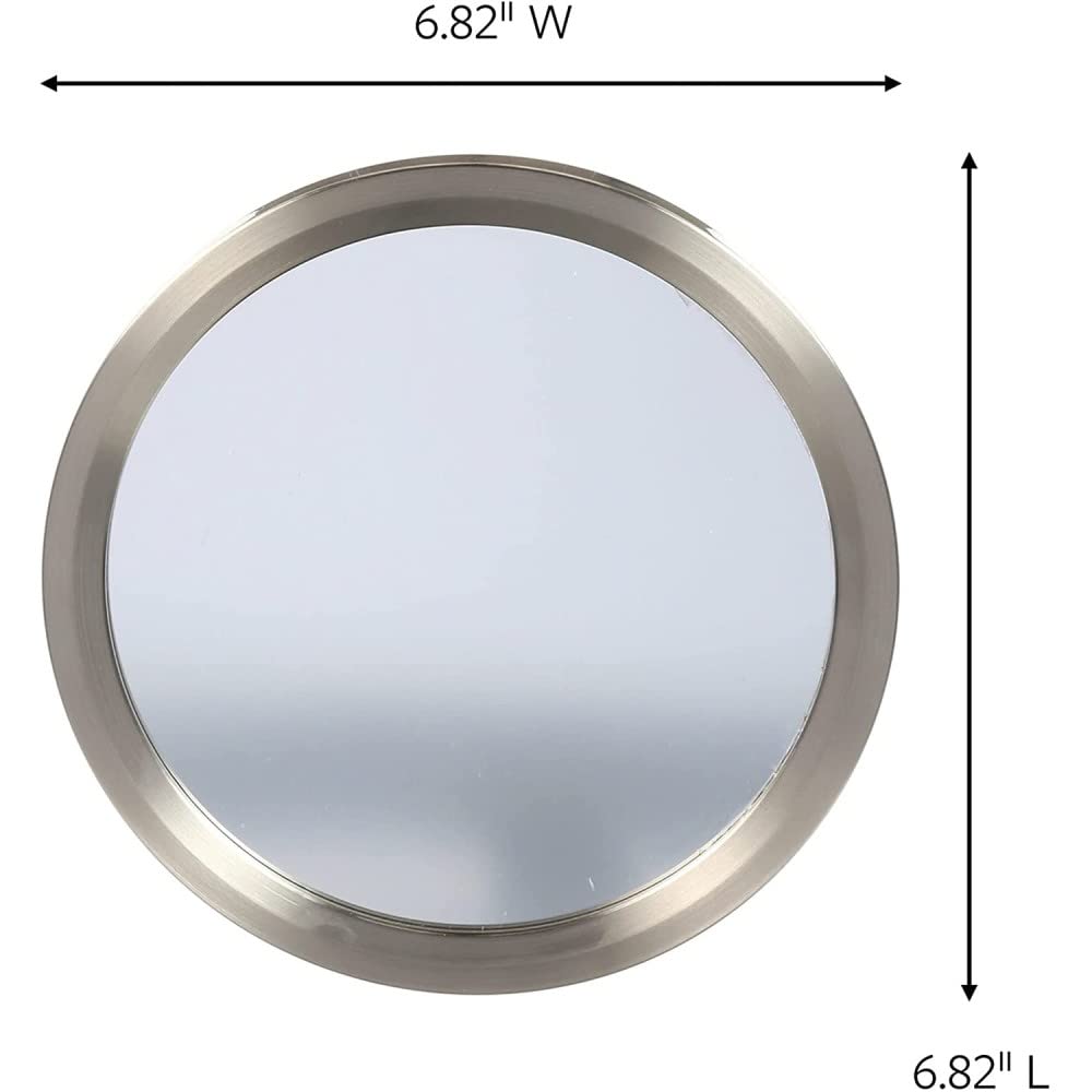 Command bath mirror hanging on bathroom wall with shower setup