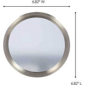 Command bath mirror hanging on bathroom wall with shower setup