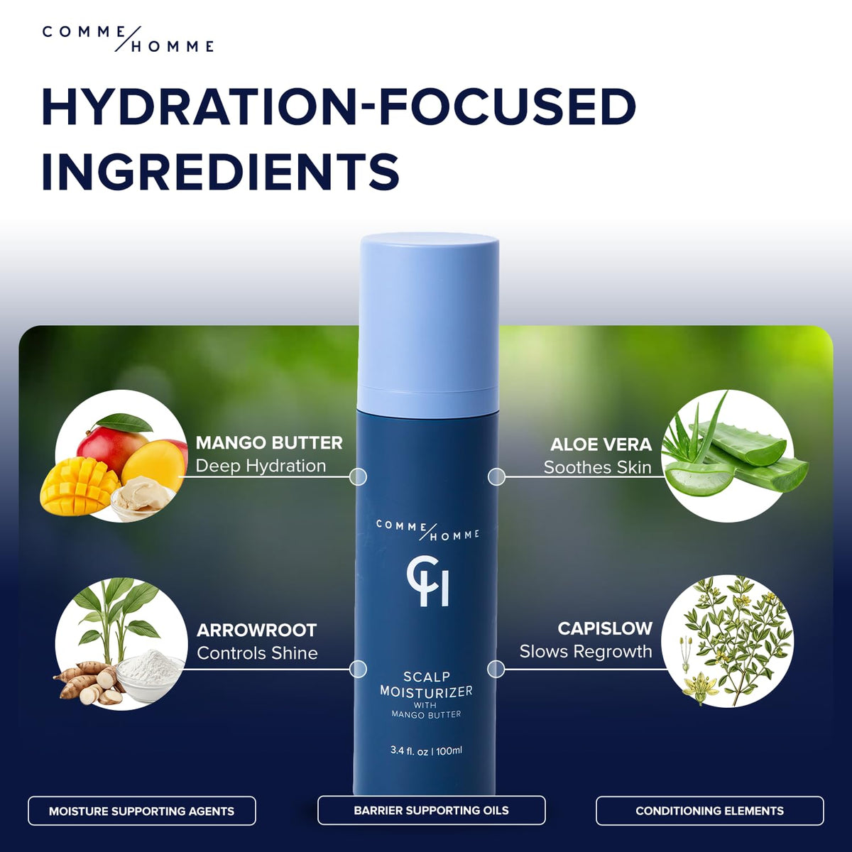 Aloe leaf juice imagery suggesting refreshing hydration for the scalp