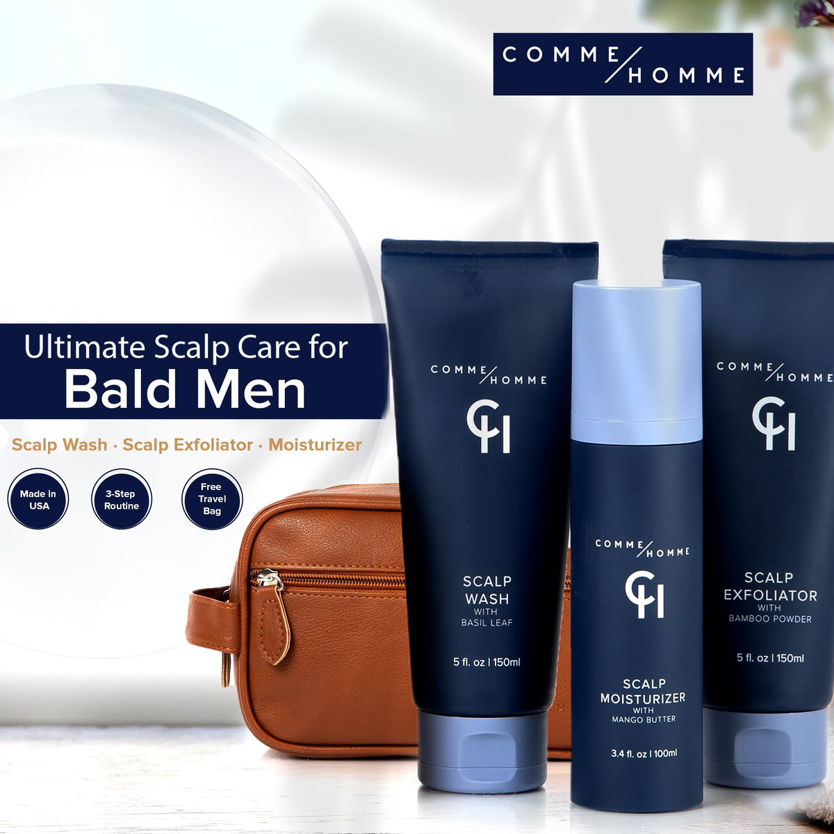 Comme Homme Detoxifying Scalp Exfoliator with Bamboo Stem Powder refreshes the scalp.