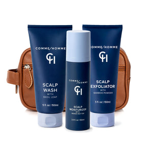 Comme Homme Hydrating Scalp Wash bottle delivers lasting moisture for bald men.