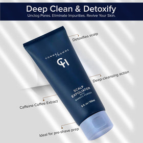 Comme Homme scalp exfoliator with aloe and caffeine soothes irritation.