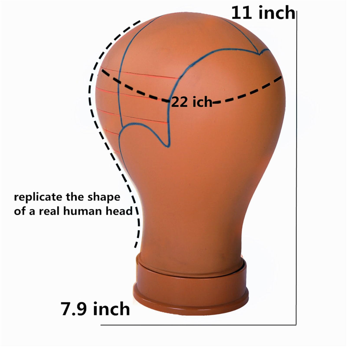 COMMGOAL wig head markings speed up styling and accuracy.