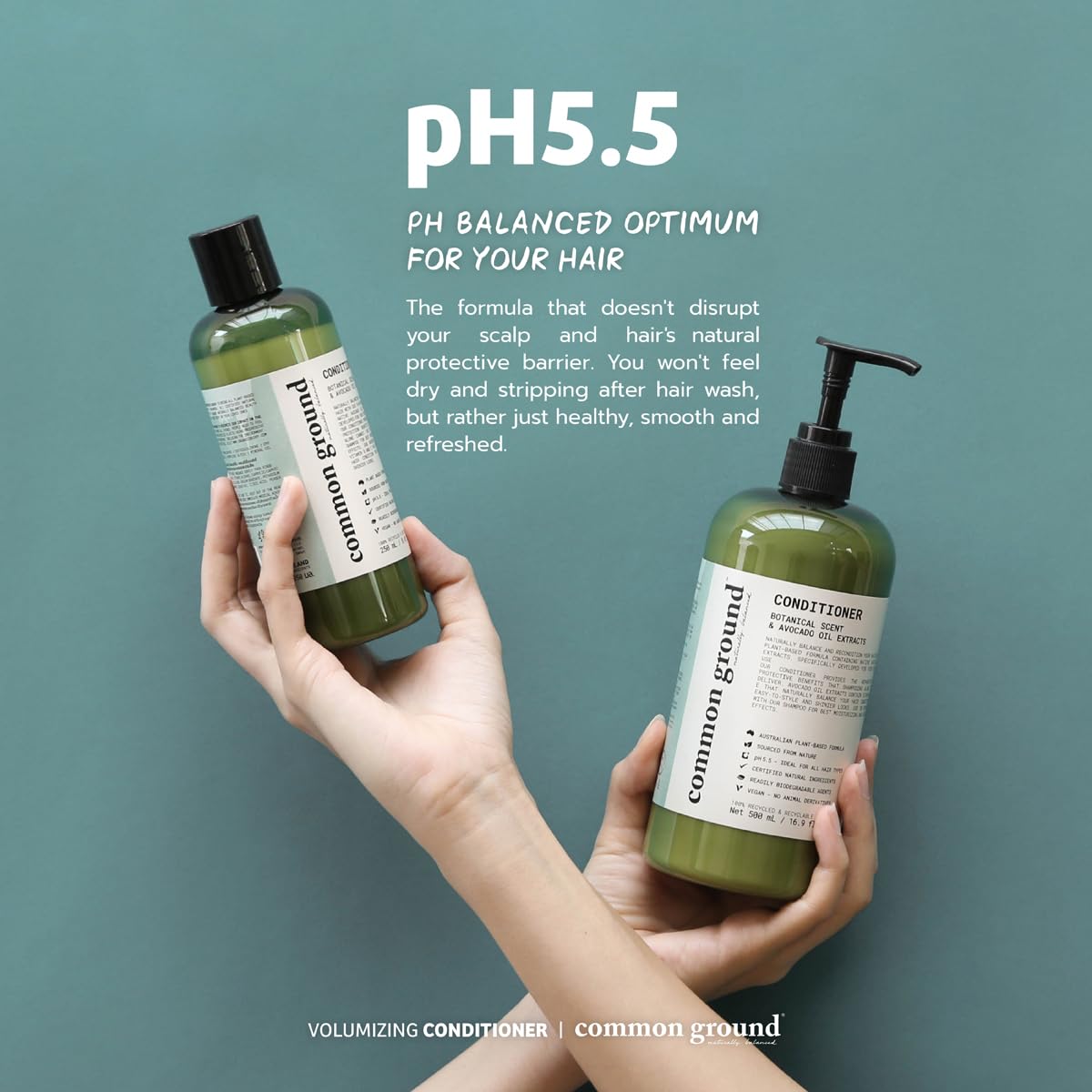 Common Ground avocado oil ingredient image highlights nourishing properties for hair health.