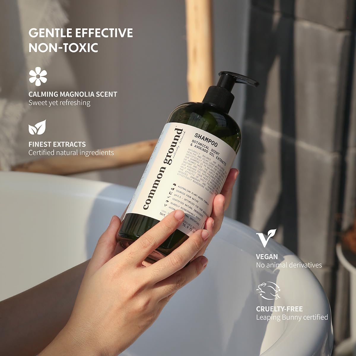 Common Ground magnolia scent evokes spa-like fragrance in a natural routine.