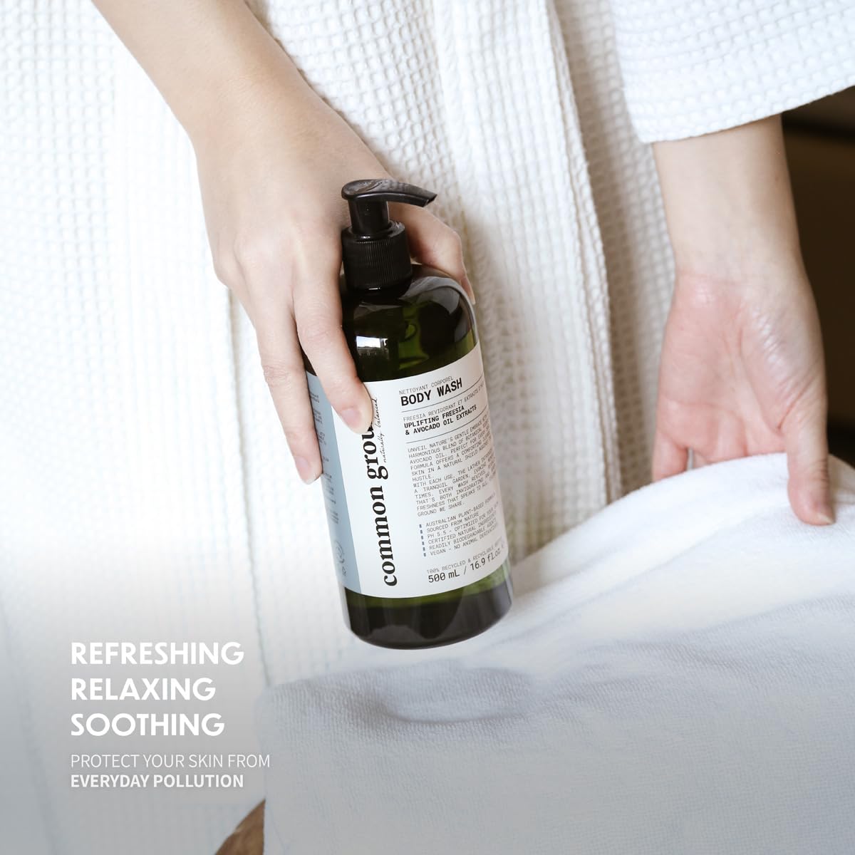COMMON GROUND non-toxic body wash free from SLS and parabens.