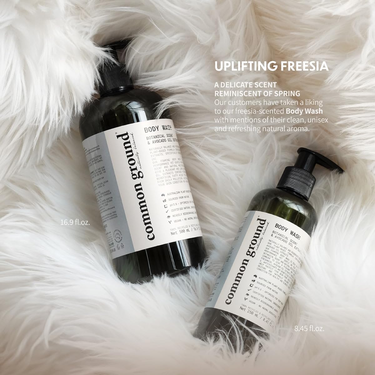 COMMON GROUND plant-based formula from Australia suitable for sensitive skin.