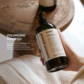 Common Ground Volumizing Shampoo lather demonstrates a clean, refreshing wash.