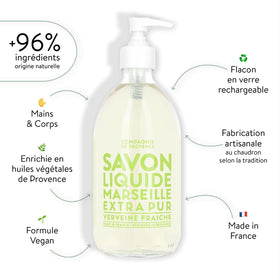 La Compagnie de Provence Fresh Verbena fragrance bottle close-up highlighting refreshing citrus and herbal notes for bathroom use