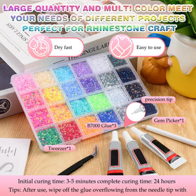 Compensai multicolor flatback gems AB coated for brilliant nails and crafts.