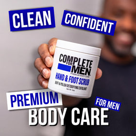 Complete for Men avocado oil infused exfoliant nourishes the skin.