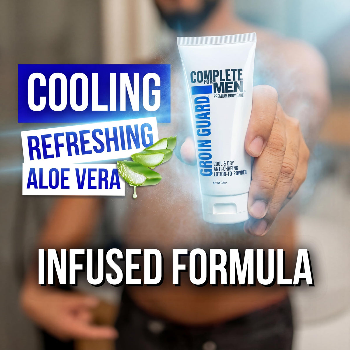 Complete For Men non-greasy formula drying into powder finish for all-day freshness.