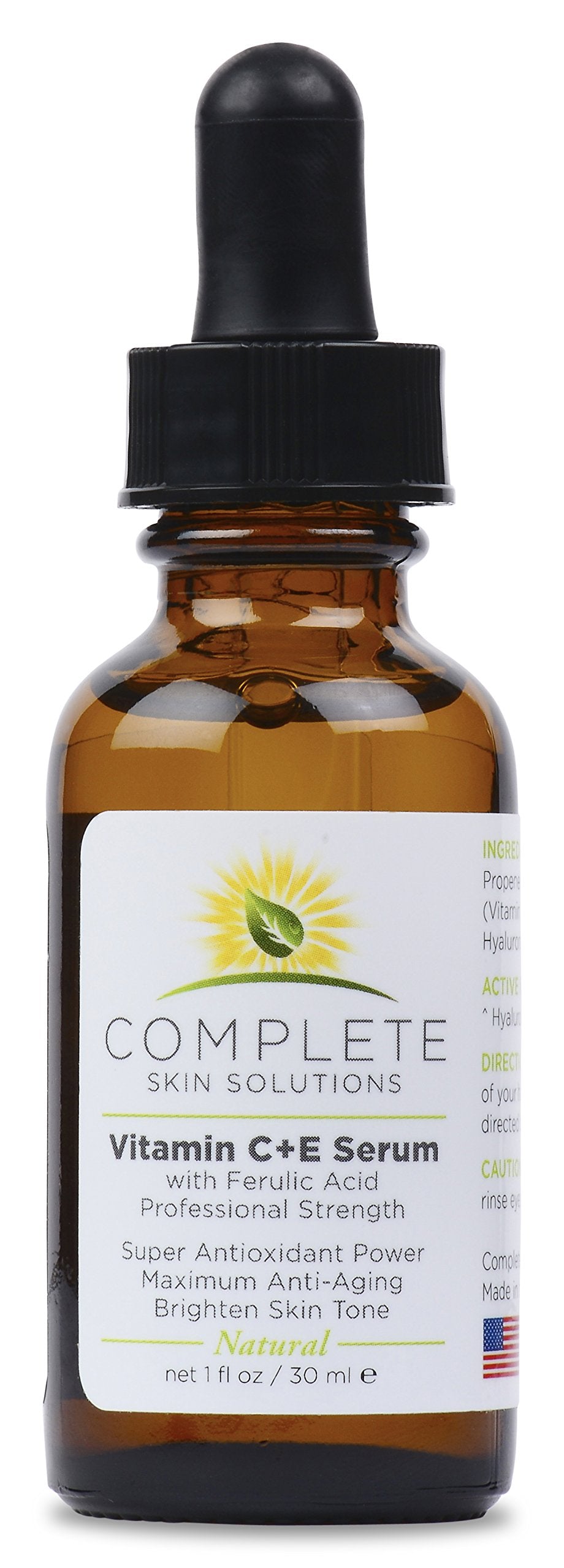 Complete Skin Solutions vitamin C serum bottle for daily antioxidant care.