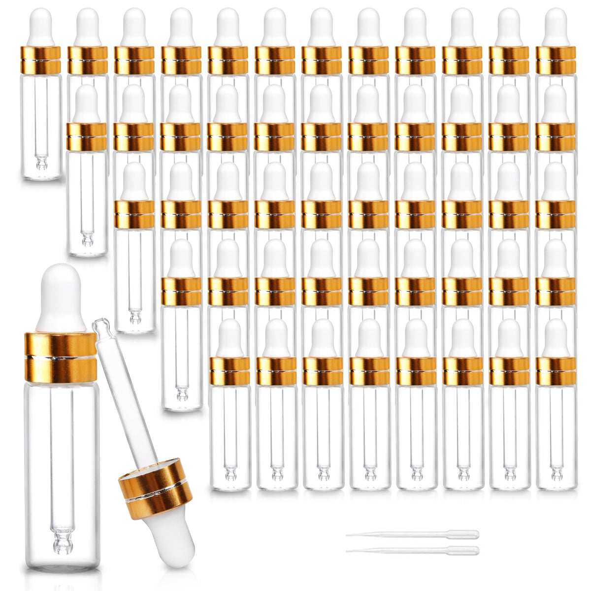 Comrzor 5ml clear glass dropper bottle with gold cap, ideal for on-the-go essential oils.