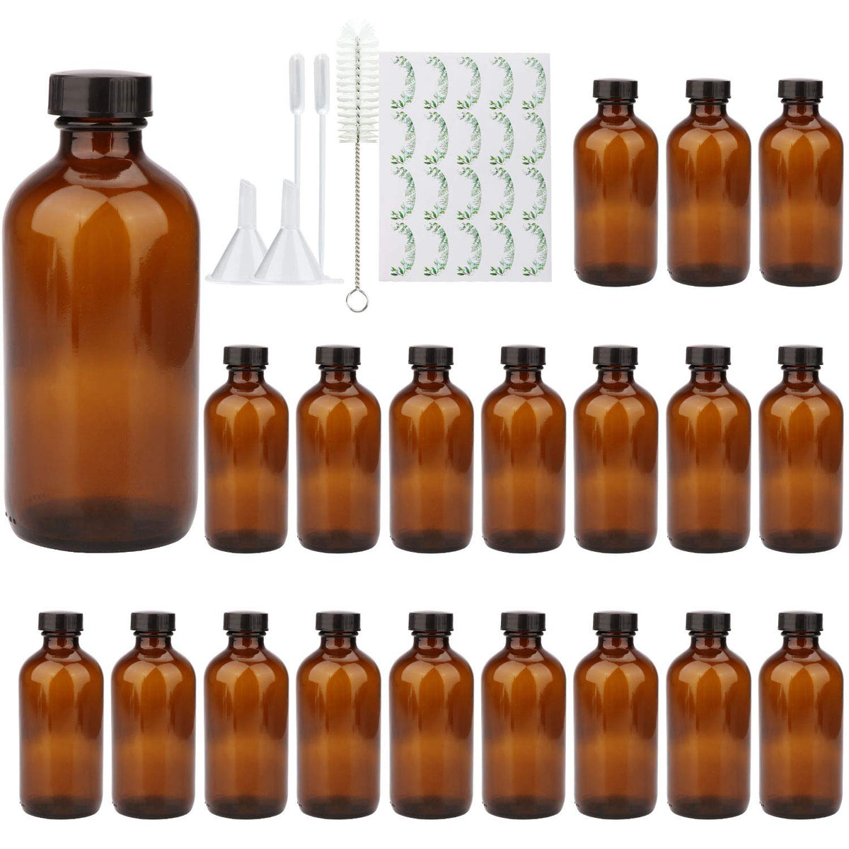COMUDOT 8oz brown glass bottle for shampoos and conditioners.