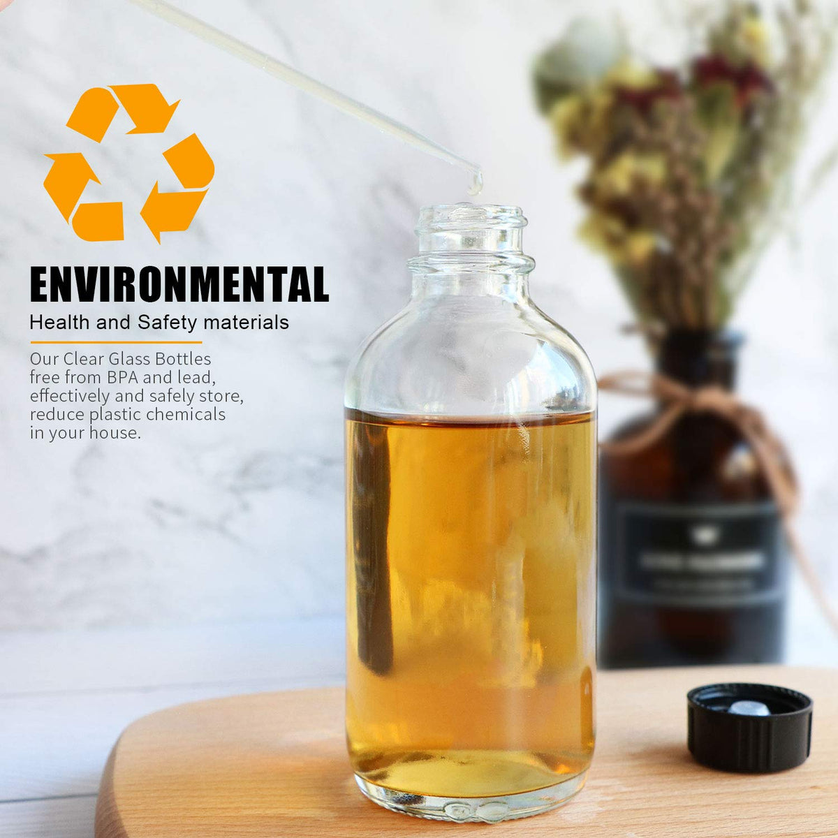 COMUDOT label-friendly bottle simplifies content identification and customization.