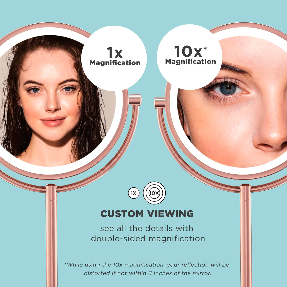 7.5-inch diameter mirror from Conair provides broad, clear reflections