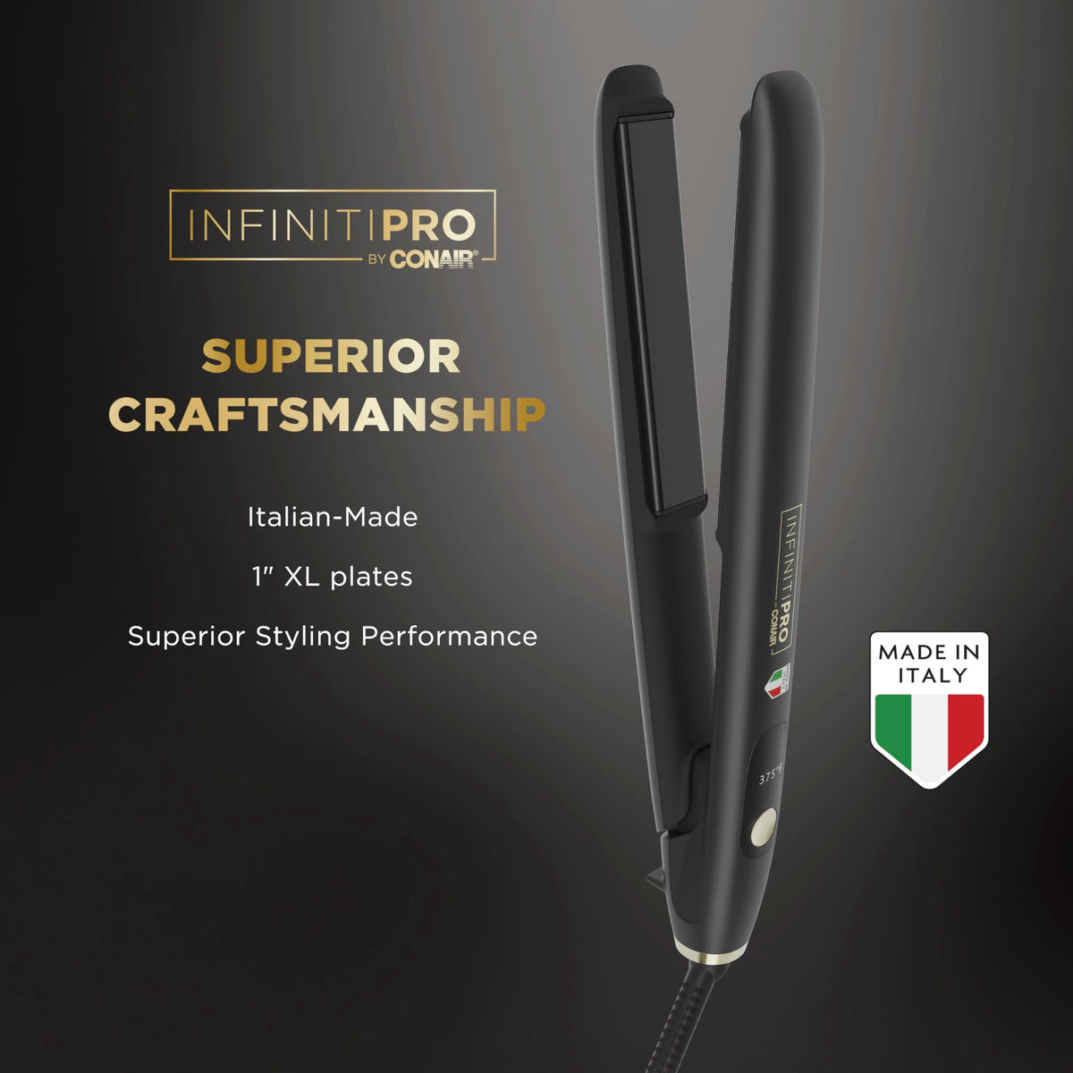 Conair ArteBella flat iron showcases ceramic technology for even heat distribution.