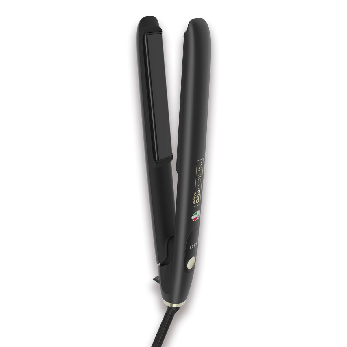 Conair ArteBella flat iron close-up of extra-long plates enables faster styling.
