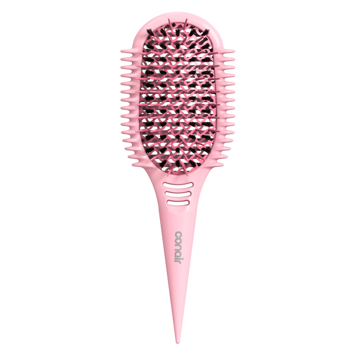 Conair Curl Define Pro brush on wet hair, smoothing tight curls with ease.