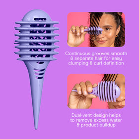 Conair Curl Define Pro Mini Detangler Brush continuous grooves shape curls with minimal snagging