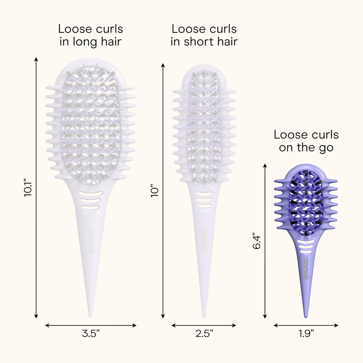 Conair Curl Define Pro Mini Detangler Brush purple hue adds stylish flair