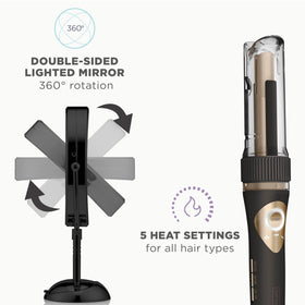 Conair Curl Secret supports 5 heat settings and multiple directions for customization