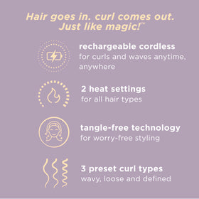 Conair Curl Secret Mini heat settings 360 and 395 for versatile curling.