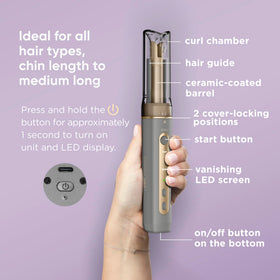 Conair Curl Secret Mini preset curl types defined loose wavy for customization.
